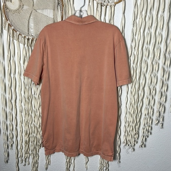 James Perse Short Sleeve Polo Size 2/Med in Terracotta Salmon Light Pink Peach - Picture 5 of 8